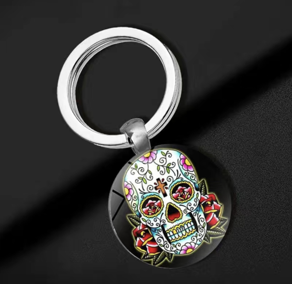 3/$25 Day Of The Dead Skeleton Skull Keychain NEW